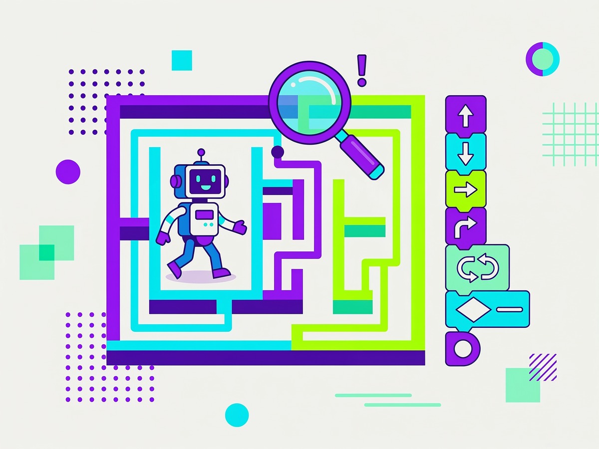 Depanarea (Debugging-ul) algoritmului de navigare în labirint pentru robotul Alpha Mini, utilizând asistentul AI ca partener de codare (Copilot).